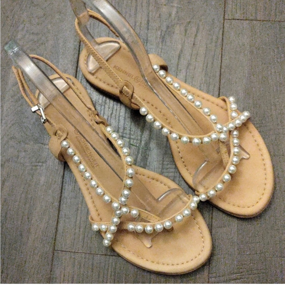 Leather pearl Strappy Thong Sandals